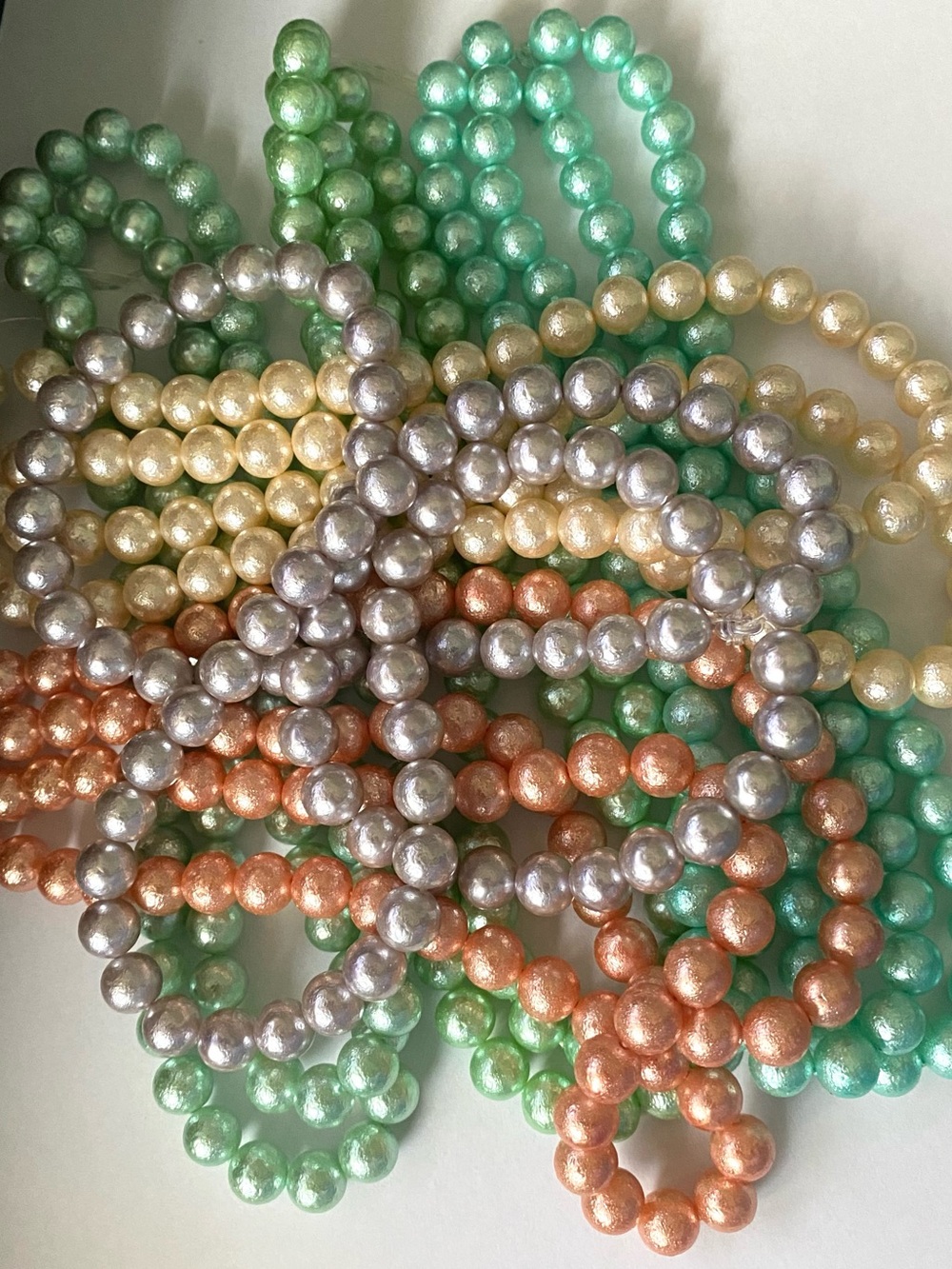 Pearlescent Bead Lot Faux Pearl Beads in Mint, Peach & Champagne - Picture 10 of 10
